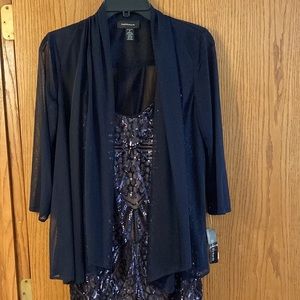 NWT R&M Richards long sequins dress with sheer jacket